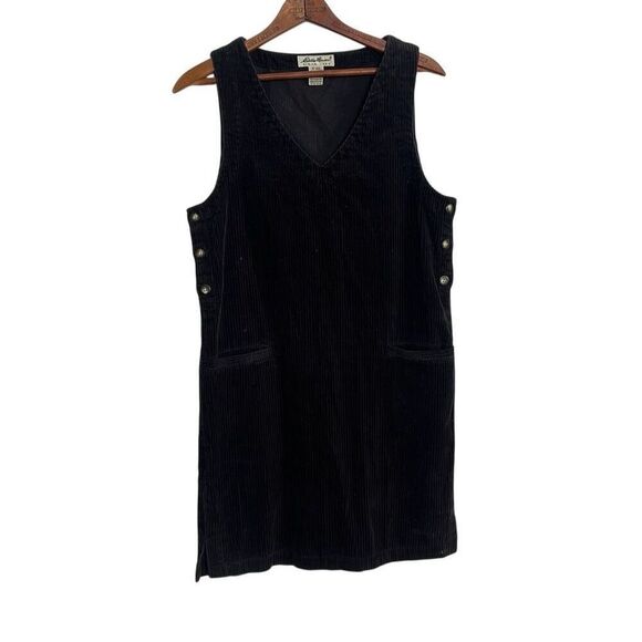 Eddie Bauer Corduroy Button Sides Sleeveless Mini Jumper Dress Black Size XS - Picture 1 of 7